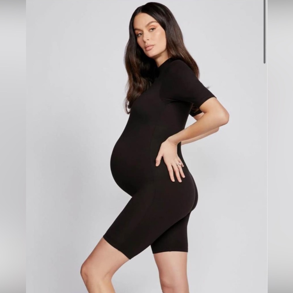 Bumpsuit black short sleeve romper (Maternity)